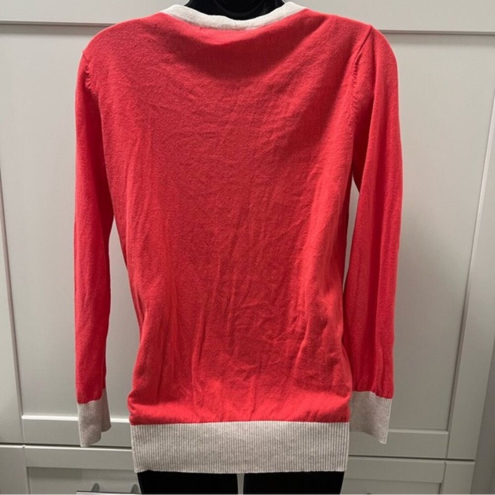 Vintage FOREVER 21 100% Cotton Coral Orange Pink Cardigan Sweater Size Small - Picture 2 of 10